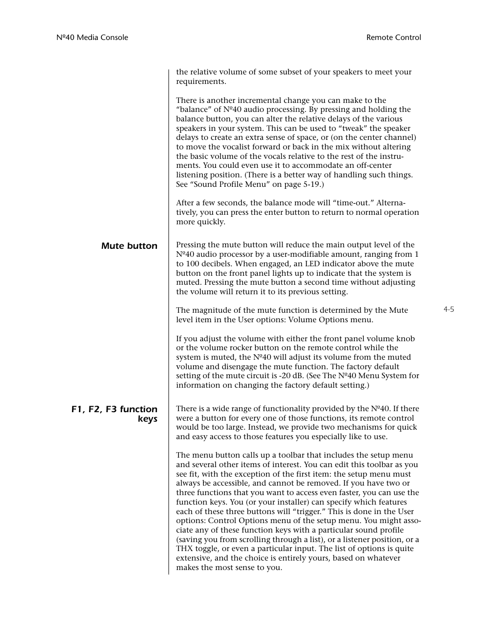 Mute button -5 f1, f2, f3 function keys -5 | Mark Levinson N40 User Manual | Page 43 / 156