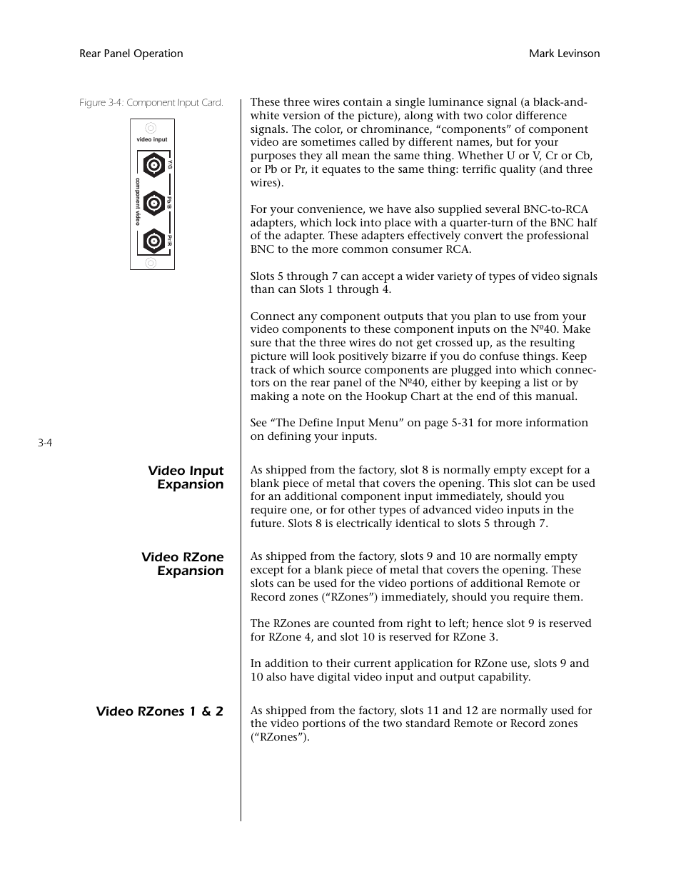 Video input expansion, Video rzone expansion, Video rzones 1 & 2 | Mark Levinson N40 User Manual | Page 48 / 156