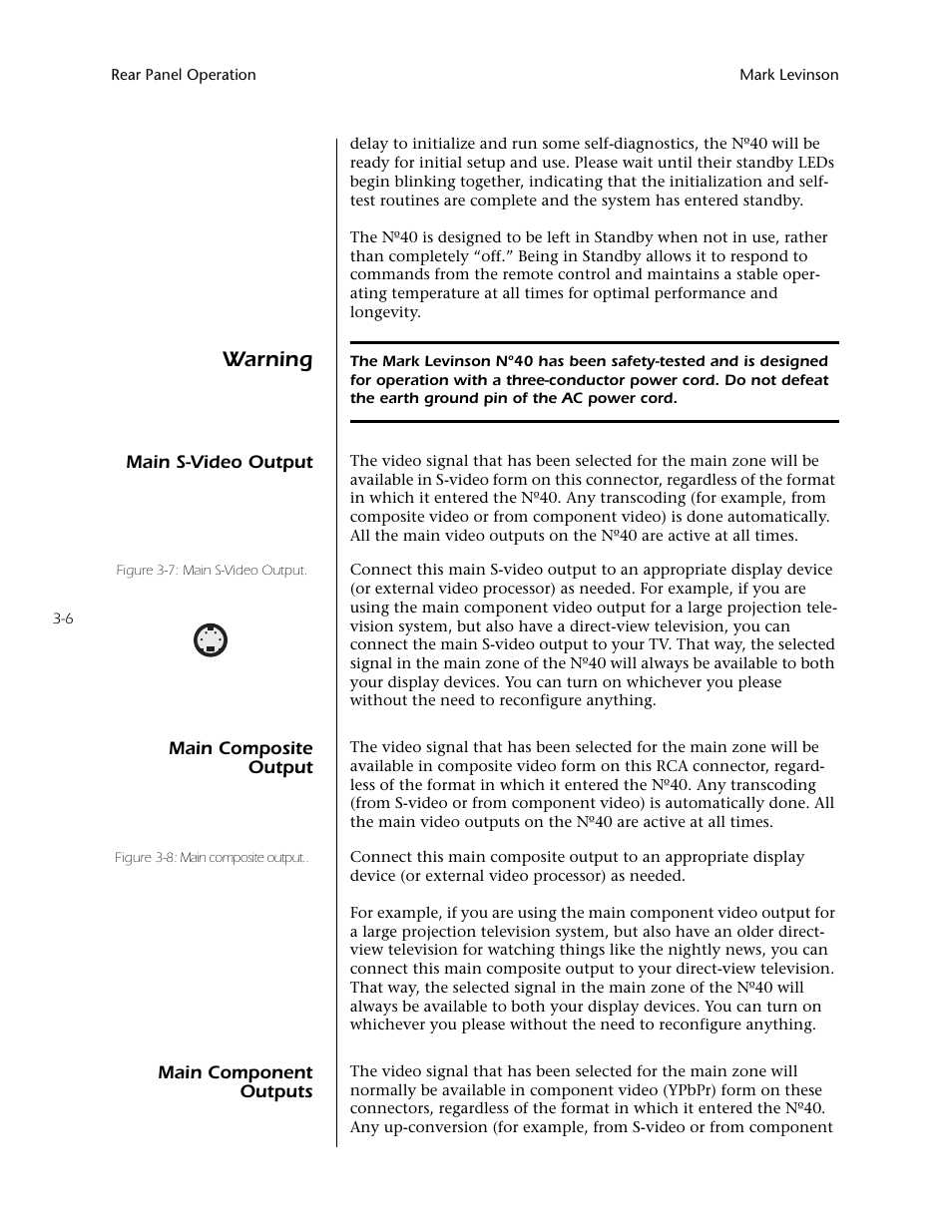 Warning | Mark Levinson N40 User Manual | Page 50 / 156