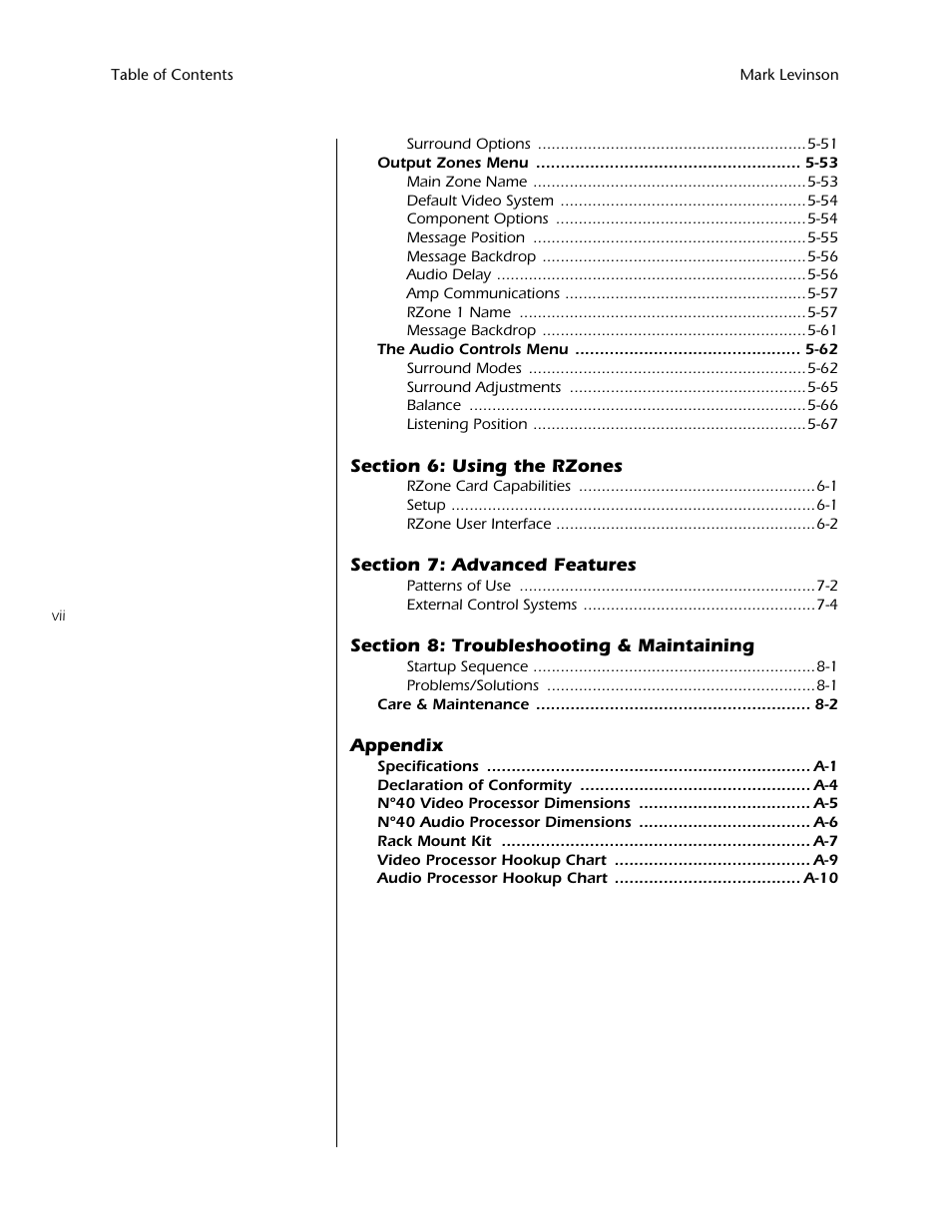 Mark Levinson N40 User Manual | Page 8 / 156