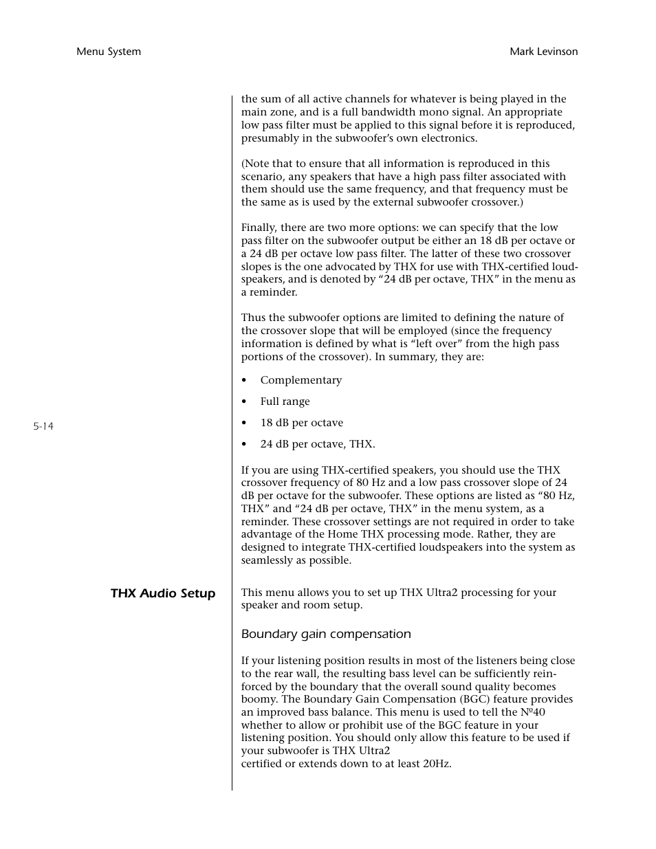 Thx audio setup -14 | Mark Levinson N40 User Manual | Page 80 / 156