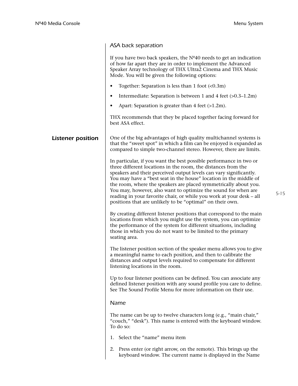 Listener position -15 | Mark Levinson N40 User Manual | Page 81 / 156