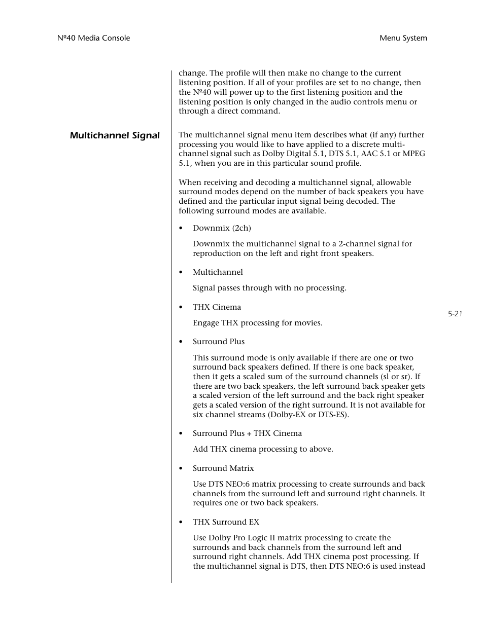 Multichannel signal -21 | Mark Levinson N40 User Manual | Page 87 / 156