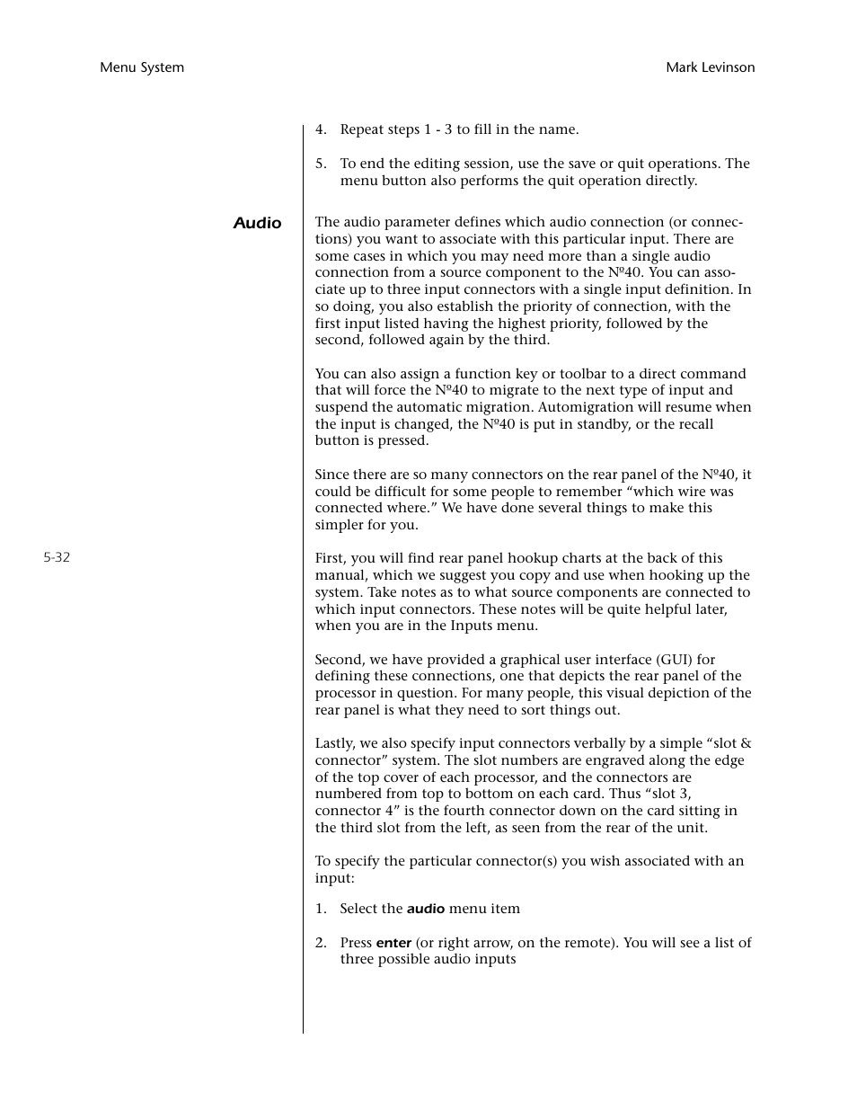 Audio -32 | Mark Levinson N40 User Manual | Page 98 / 156