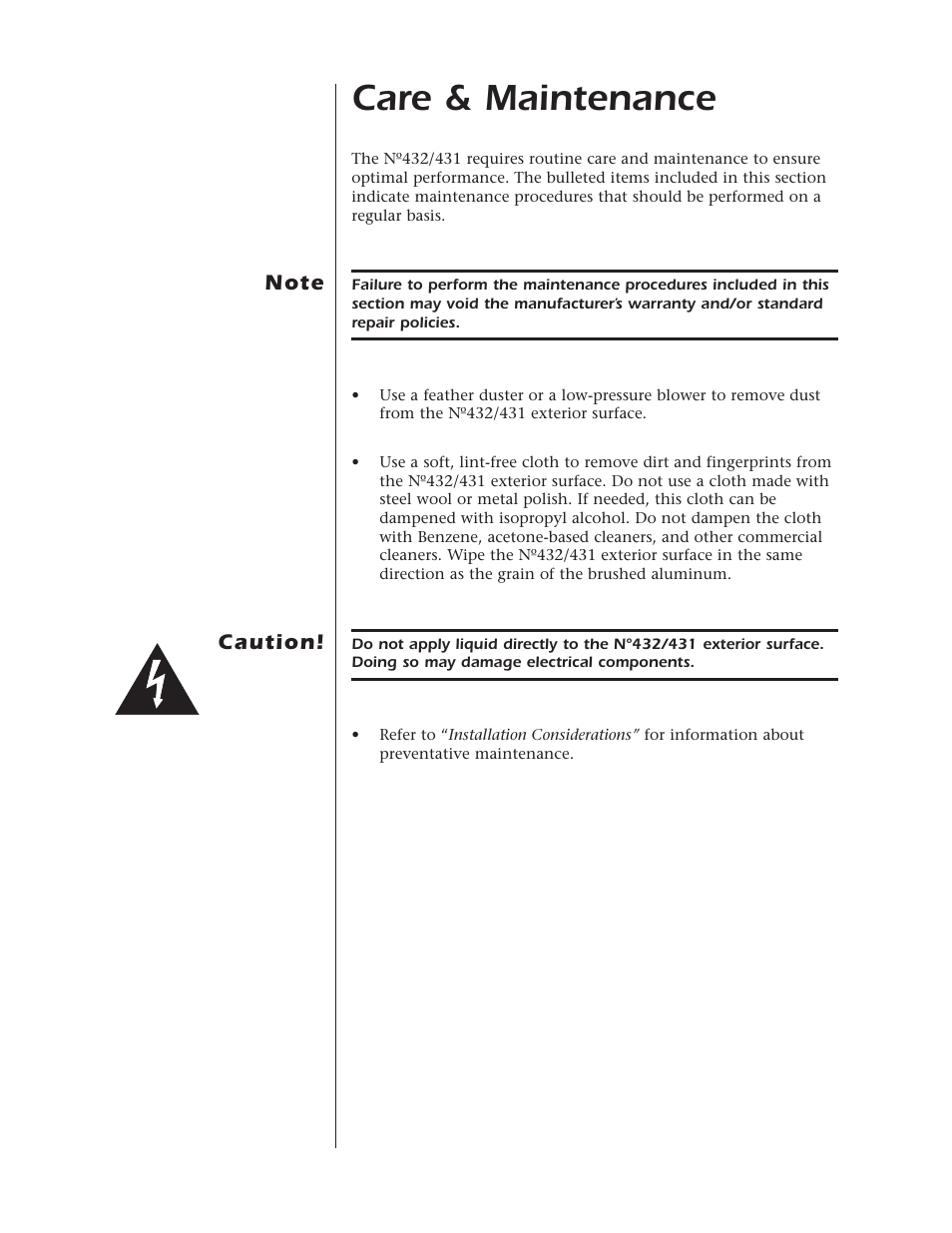 Care & maintenance | Mark Levinson N432 N431 User Manual | Page 28 / 36