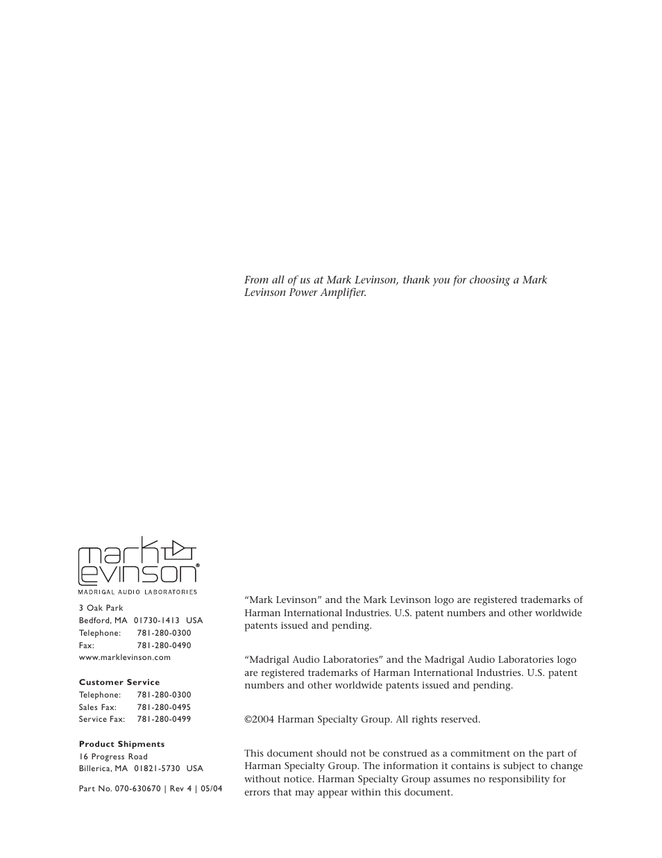 Mark Levinson N432 N431 User Manual | Page 4 / 36