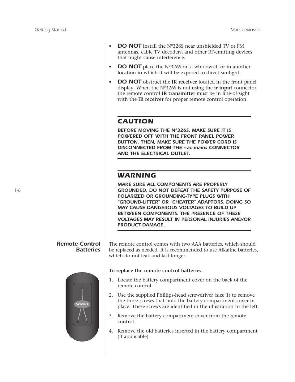 Caution, Warning | Mark Levinson N 326S User Manual | Page 14 / 80