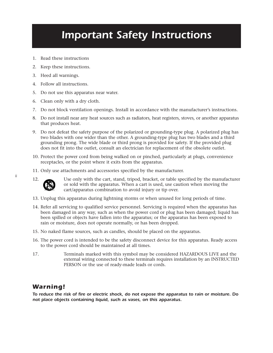 Important safety instructions, Warning | Mark Levinson N 326S User Manual | Page 2 / 80