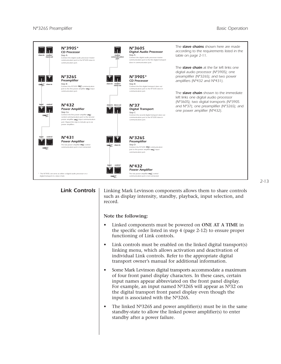 Link controls, Nº390s, Nº326s | Nº432, Nº431, Nº360s, Nº37 | Mark Levinson N 326S User Manual | Page 31 / 80