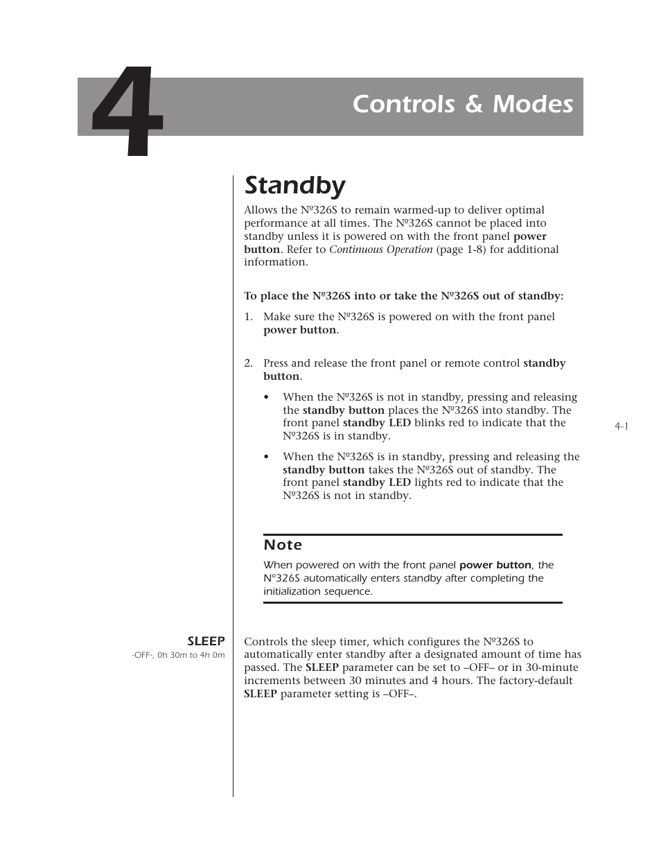 Standby, Controls & modes | Mark Levinson N 326S User Manual | Page 51 / 80