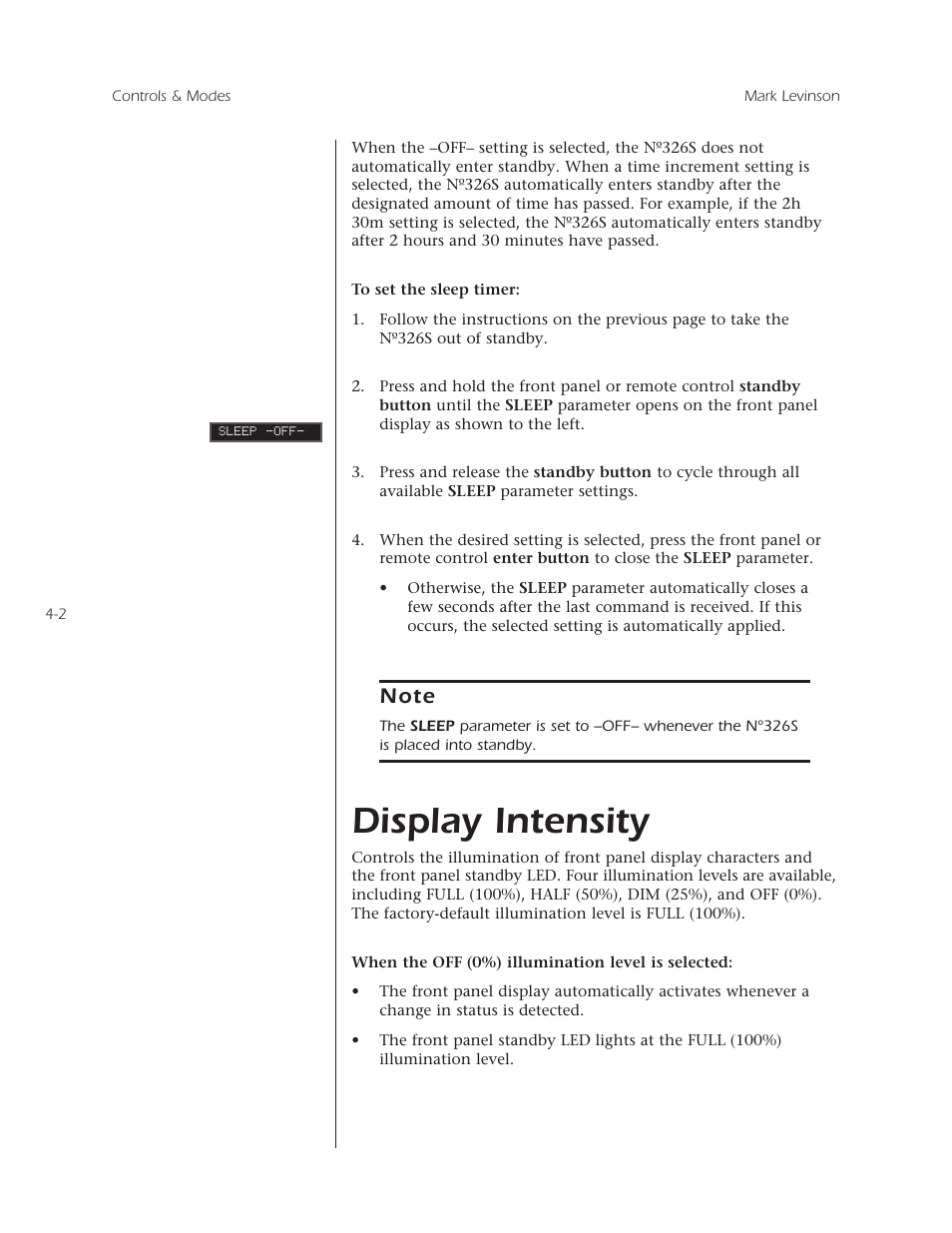 Display intensity | Mark Levinson N 326S User Manual | Page 52 / 80
