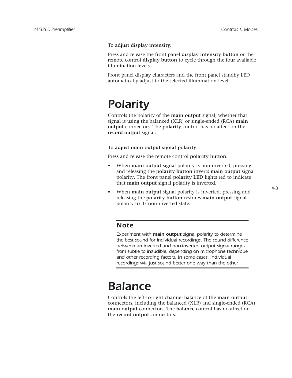 Polarity, Balance | Mark Levinson N 326S User Manual | Page 53 / 80