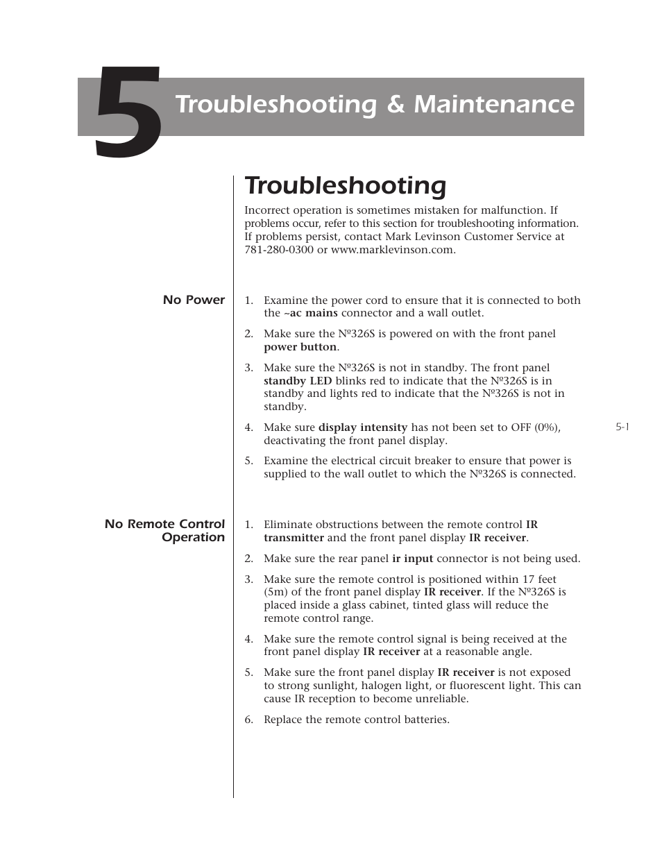 Troubleshooting, Troubleshooting & maintenance | Mark Levinson N 326S User Manual | Page 61 / 80