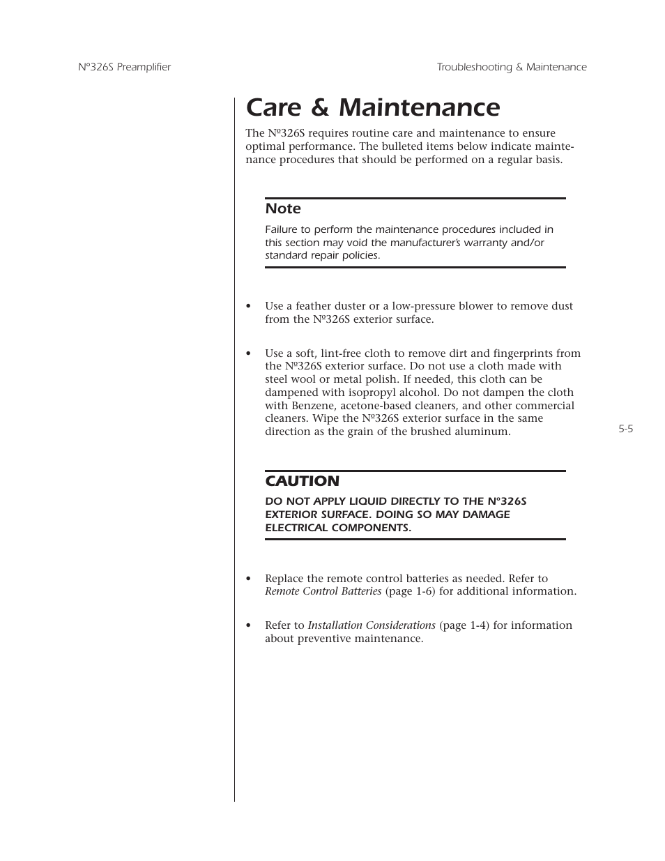 Care & maintenance, Caution | Mark Levinson N 326S User Manual | Page 65 / 80