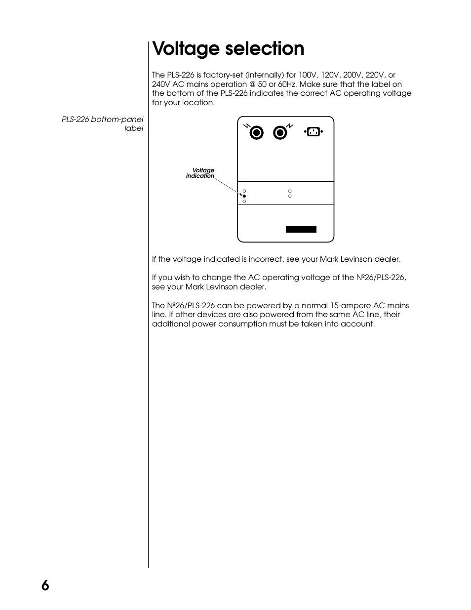 Voltage selection | Mark Levinson DUAL MONAURAL PREAMPLIFIER N26 User Manual | Page 12 / 21