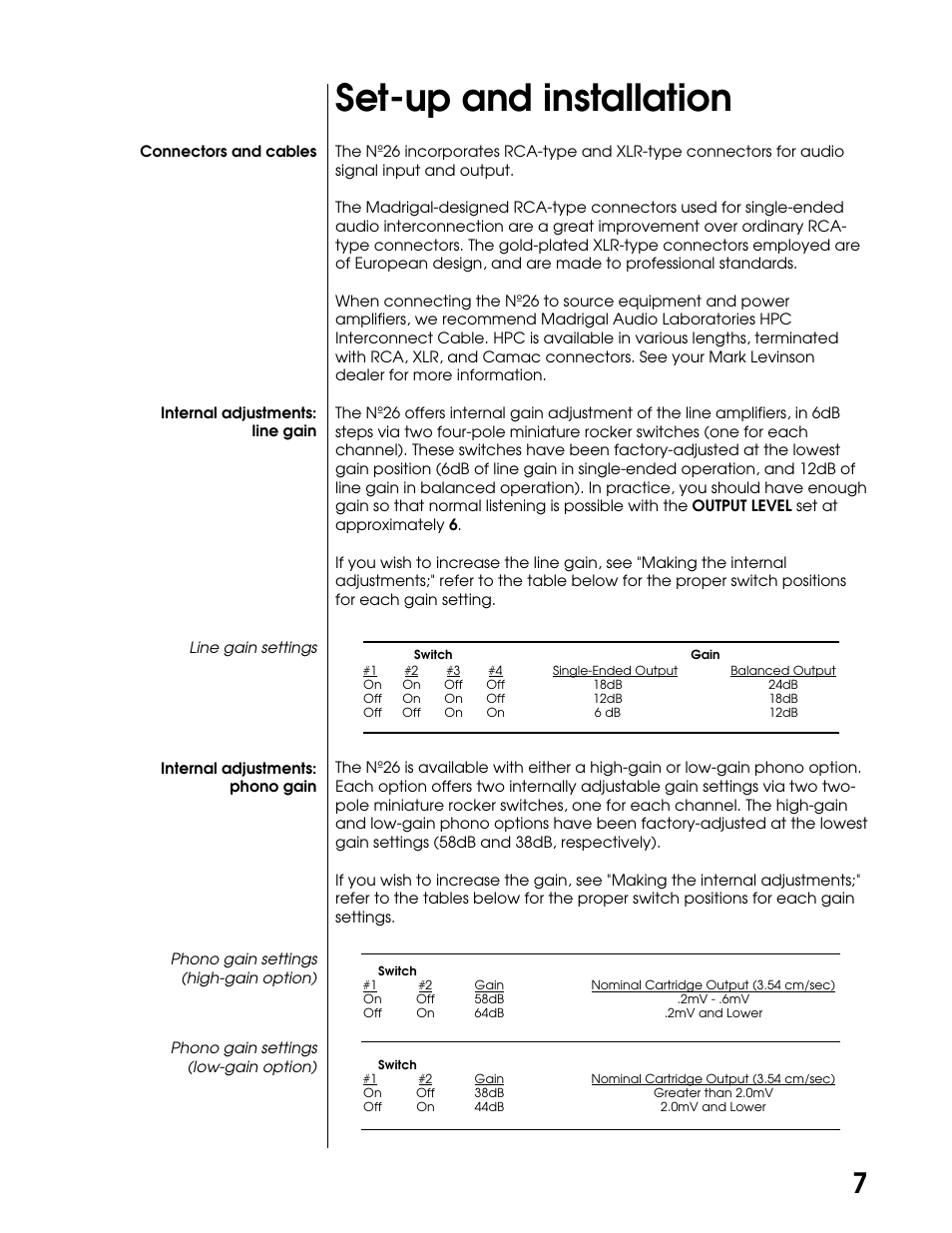 Set-up and installation | Mark Levinson DUAL MONAURAL PREAMPLIFIER N26 User Manual | Page 13 / 21