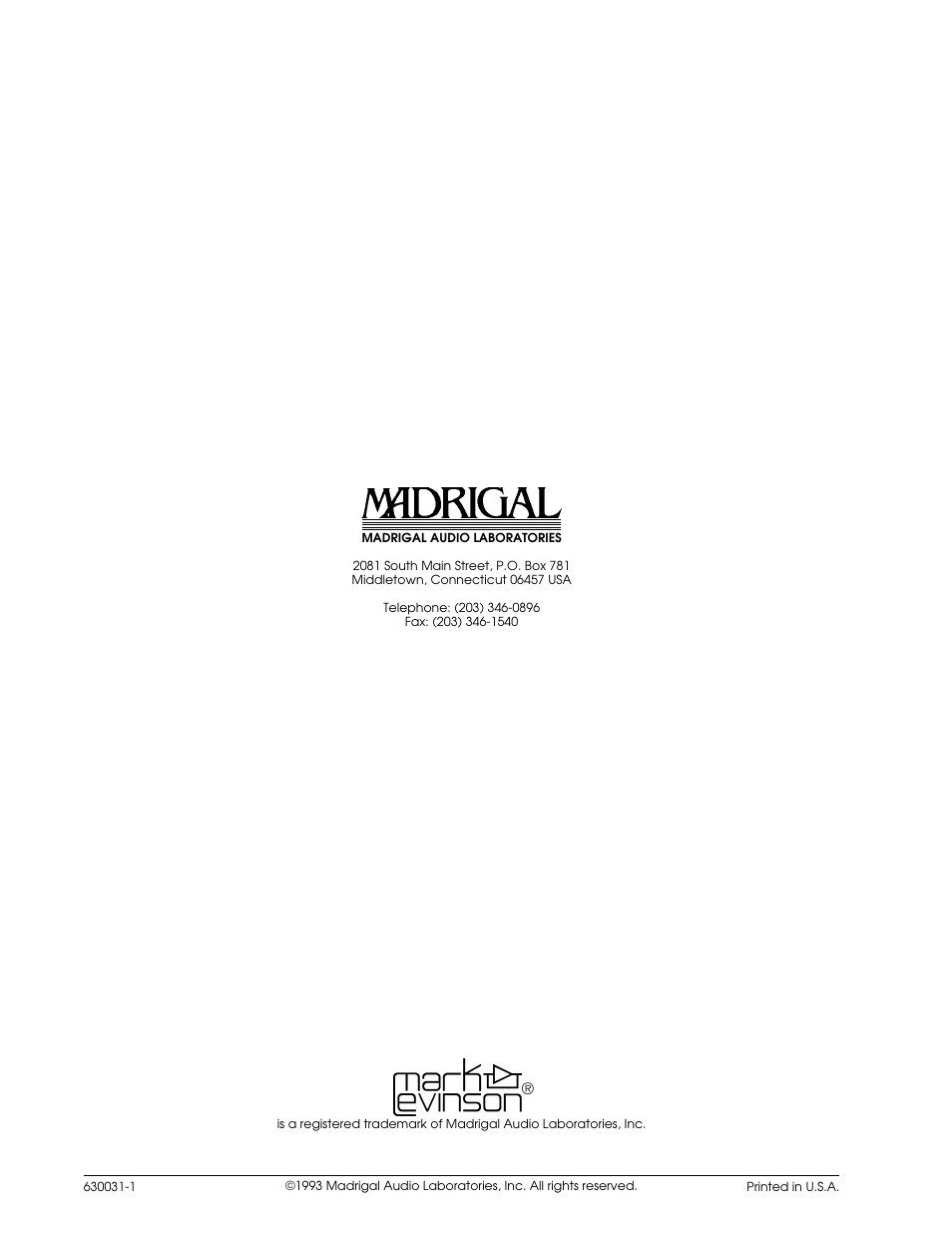 Mark Levinson DUAL MONAURAL PREAMPLIFIER N26 User Manual | Page 21 / 21