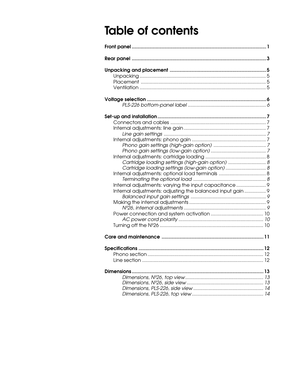 Mark Levinson DUAL MONAURAL PREAMPLIFIER N26 User Manual | Page 5 / 21