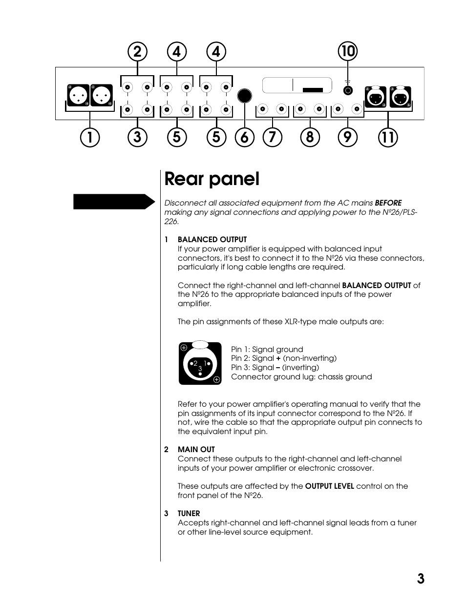 Rear panel, Precaution | Mark Levinson DUAL MONAURAL PREAMPLIFIER N26 User Manual | Page 9 / 21