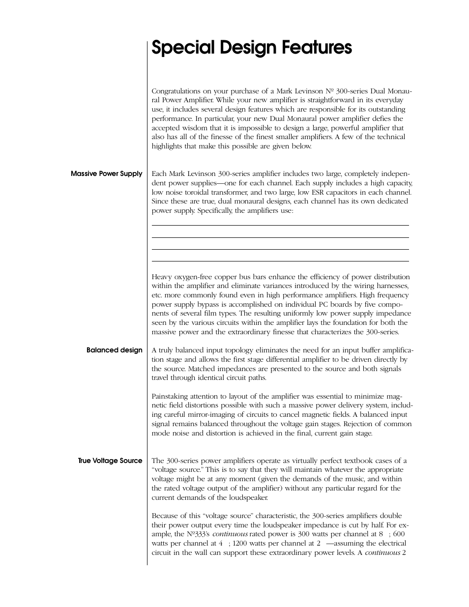 Special design features | Mark Levinson N 333 User Manual | Page 12 / 38