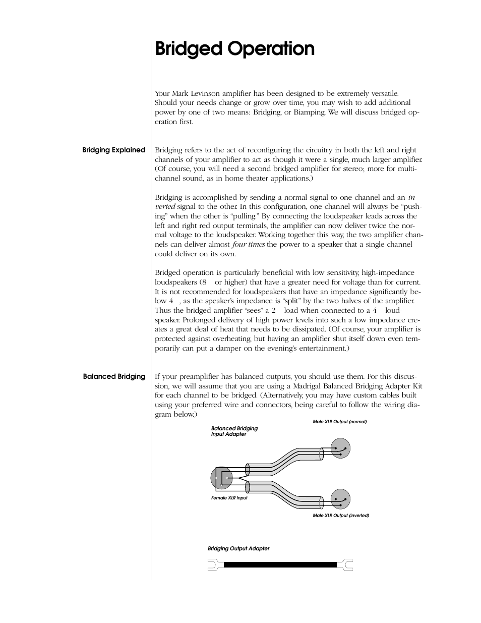 Bridged operation | Mark Levinson N 333 User Manual | Page 22 / 38