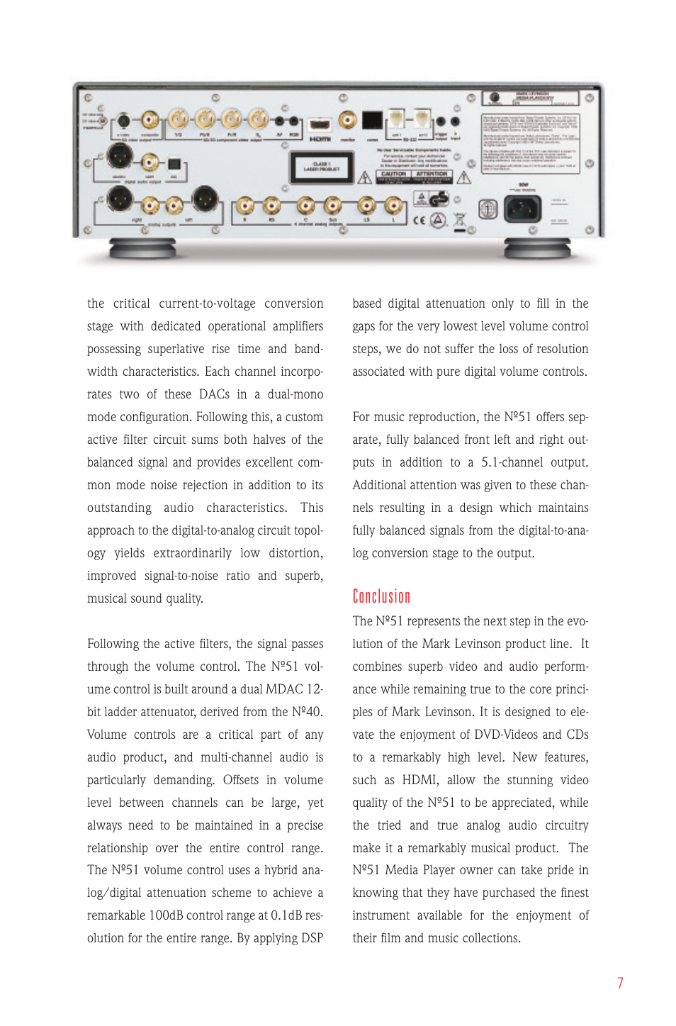 Conclusion | Mark Levinson Media Player N51 User Manual | Page 7 / 8