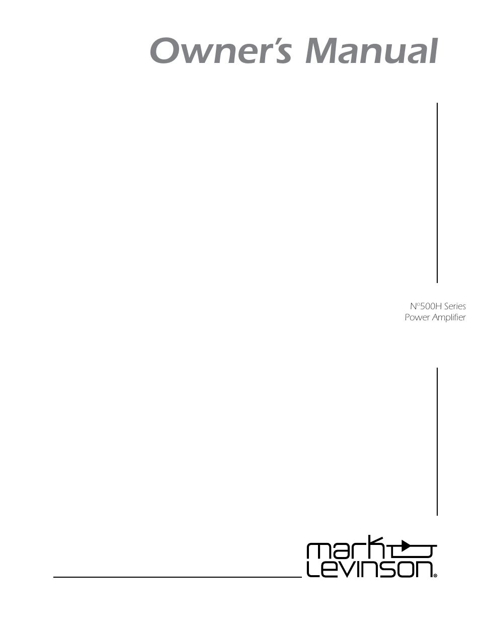 Mark Levinson 500H User Manual | 32 pages