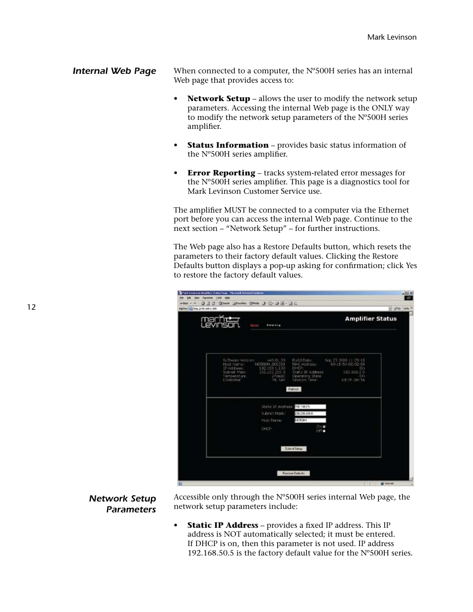 Mark Levinson 500H User Manual | Page 16 / 32