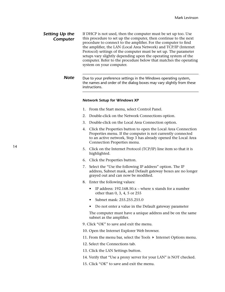 Mark Levinson 500H User Manual | Page 18 / 32