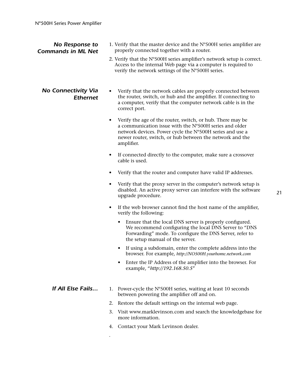 Mark Levinson 500H User Manual | Page 25 / 32