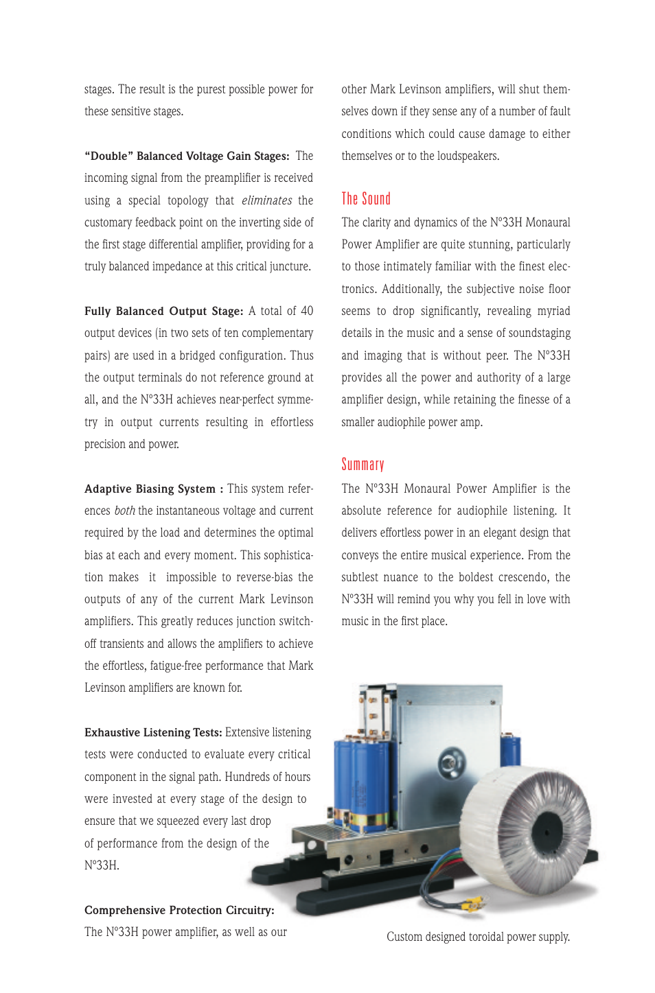 The sound, Summary | Mark Levinson No. 33H User Manual | Page 5 / 8