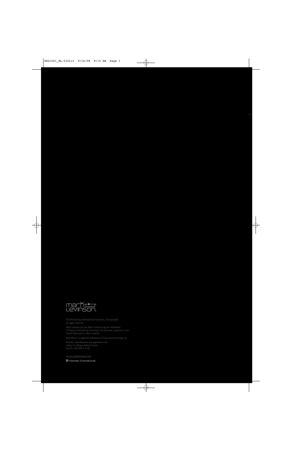 Mark Levinson No532 User Manual | Page 8 / 8