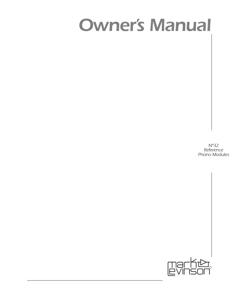 Mark Levinson Reference Preamplifier N32 User Manual | 34 pages