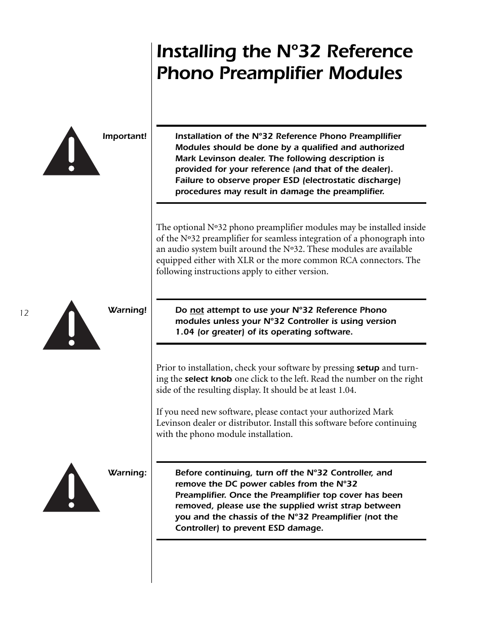 Mark Levinson Reference Preamplifier N32 User Manual | Page 12 / 34