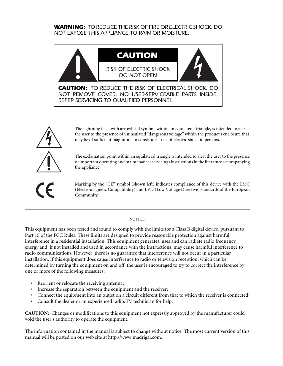 Caution | Mark Levinson Reference Preamplifier N32 User Manual | Page 2 / 34