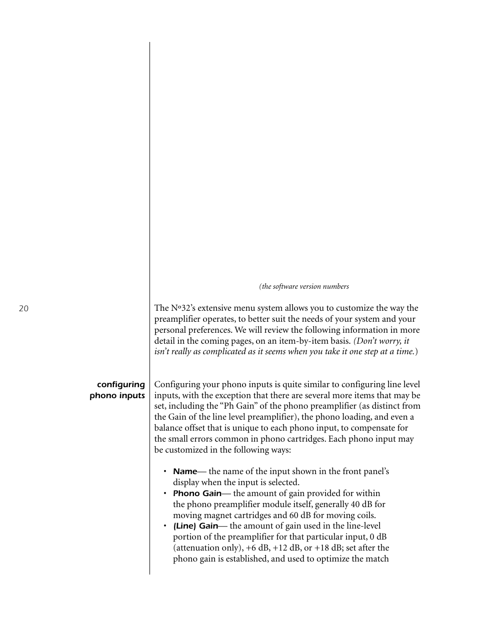 Configuring phono inputs | Mark Levinson Reference Preamplifier N32 User Manual | Page 20 / 34