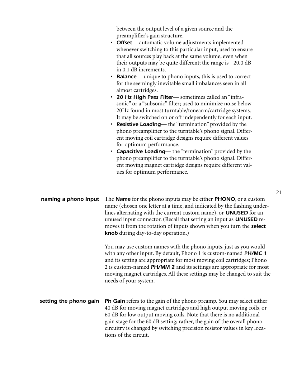 Naming a phono input, Setting the phono gain, Naming a phono input setting the phono gain | Mark Levinson Reference Preamplifier N32 User Manual | Page 21 / 34