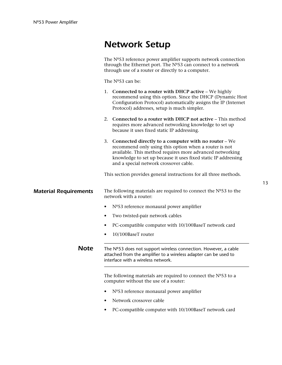 Network setup | Mark Levinson 53 User Manual | Page 17 / 38