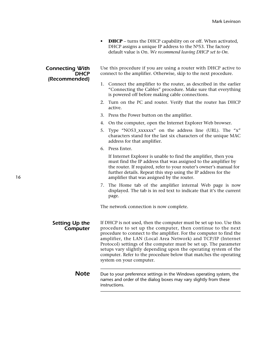 Mark Levinson 53 User Manual | Page 20 / 38