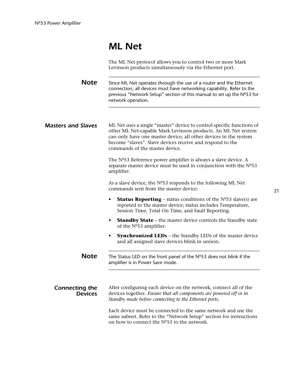 Ml net | Mark Levinson 53 User Manual | Page 25 / 38
