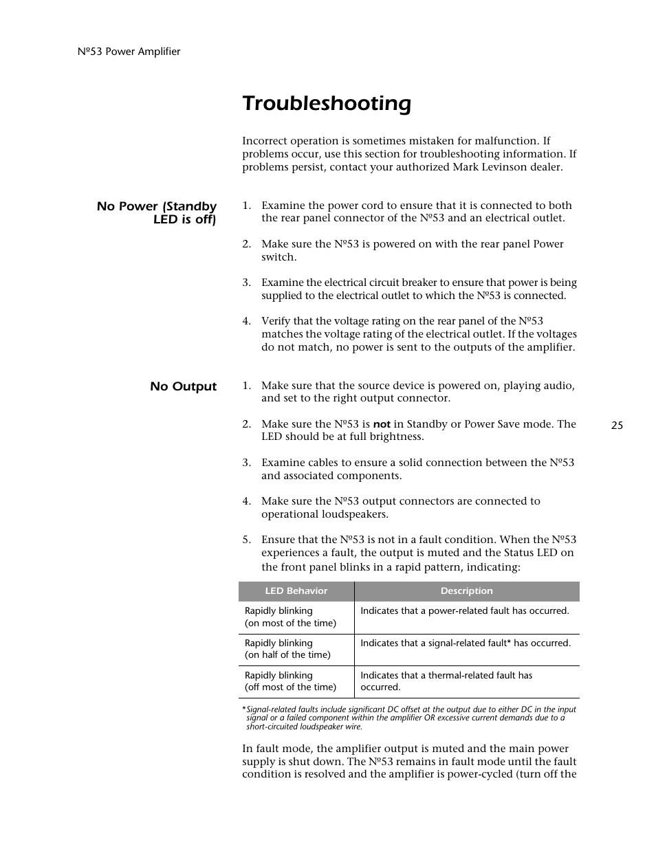 Troubleshooting | Mark Levinson 53 User Manual | Page 29 / 38