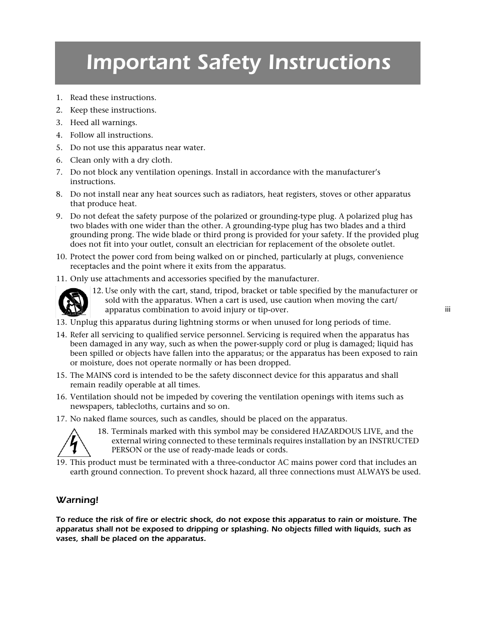 Important safety instructions | Mark Levinson 53 User Manual | Page 3 / 38