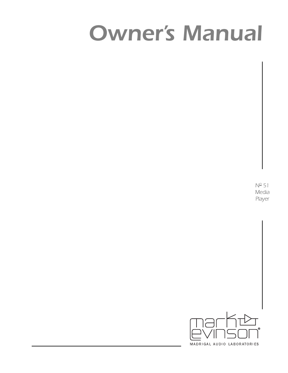 Mark Levinson N 51 User Manual | 112 pages