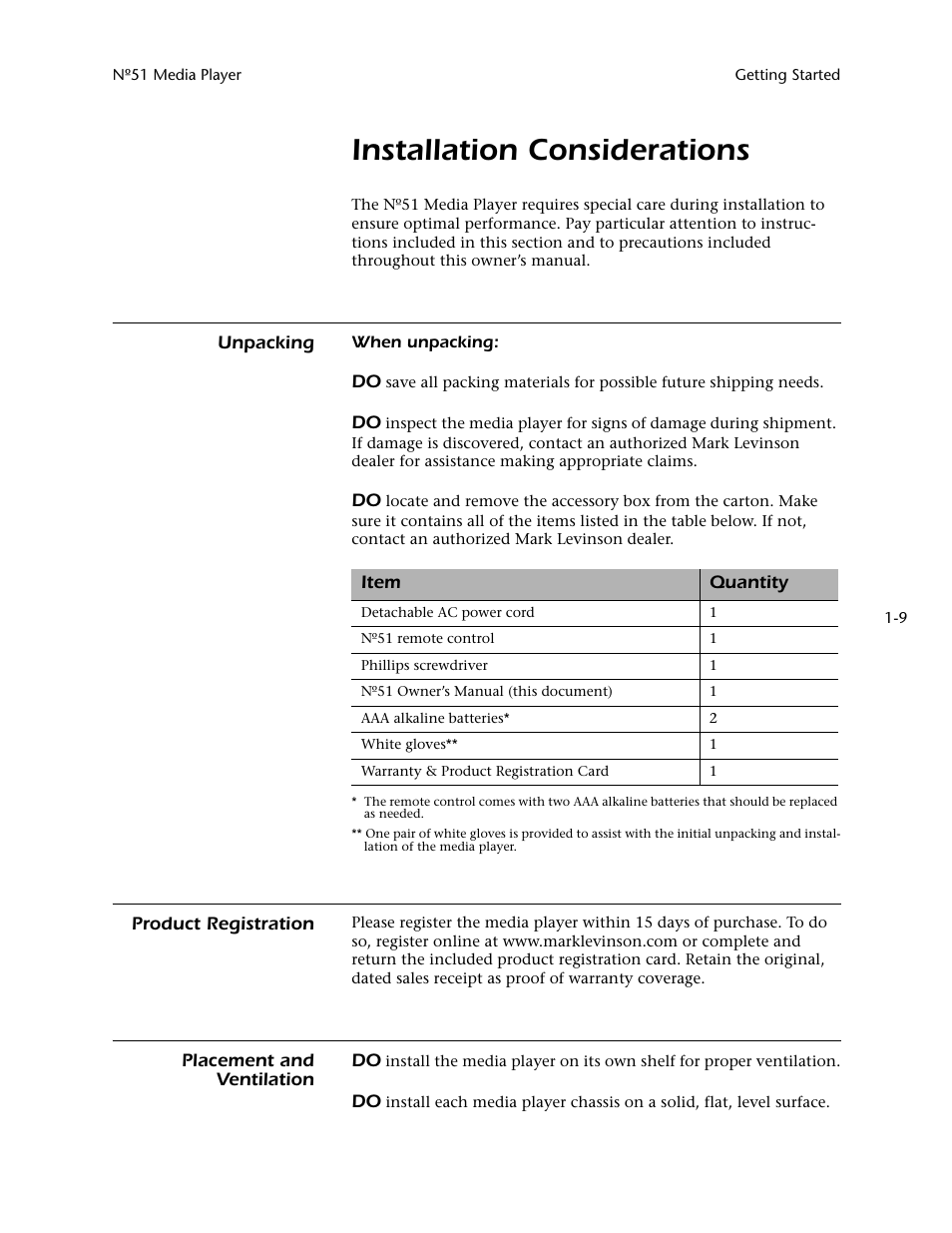 Installation considerations | Mark Levinson N 51 User Manual | Page 17 / 112