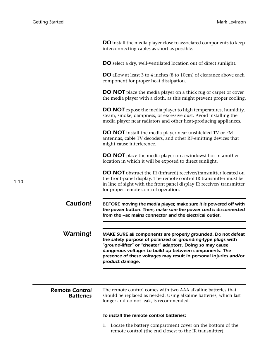 Caution, Warning | Mark Levinson N 51 User Manual | Page 18 / 112