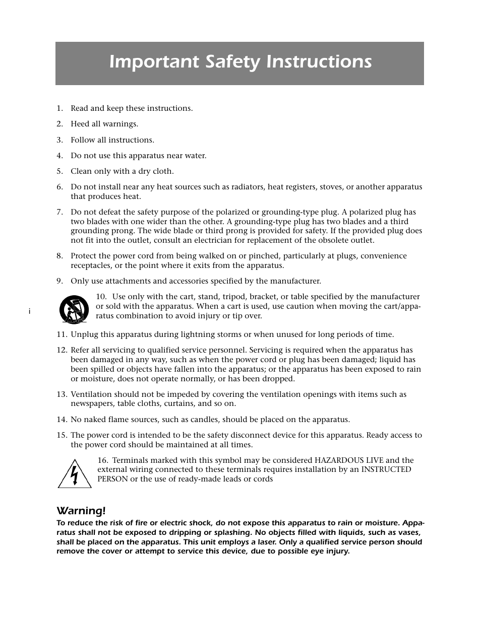 Important safety instructions, Warning | Mark Levinson N 51 User Manual | Page 2 / 112