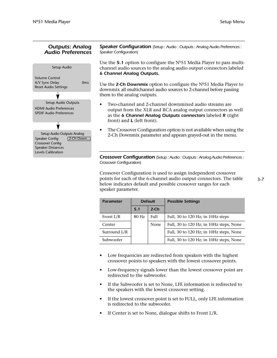 Outputs: analog audio preferences | Mark Levinson N 51 User Manual | Page 43 / 112