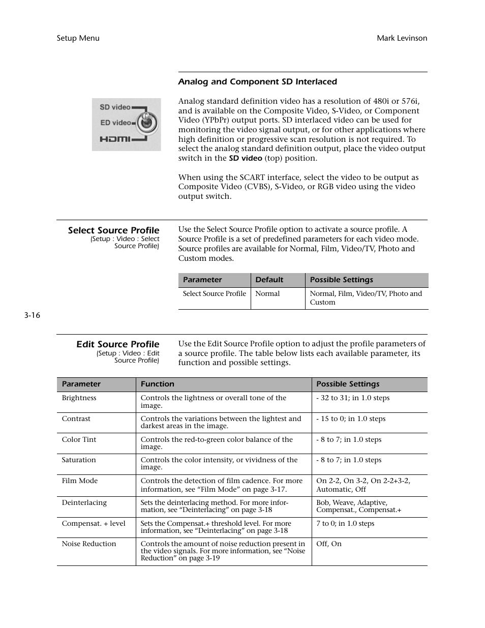 Select source profile, Edit source profile | Mark Levinson N 51 User Manual | Page 52 / 112