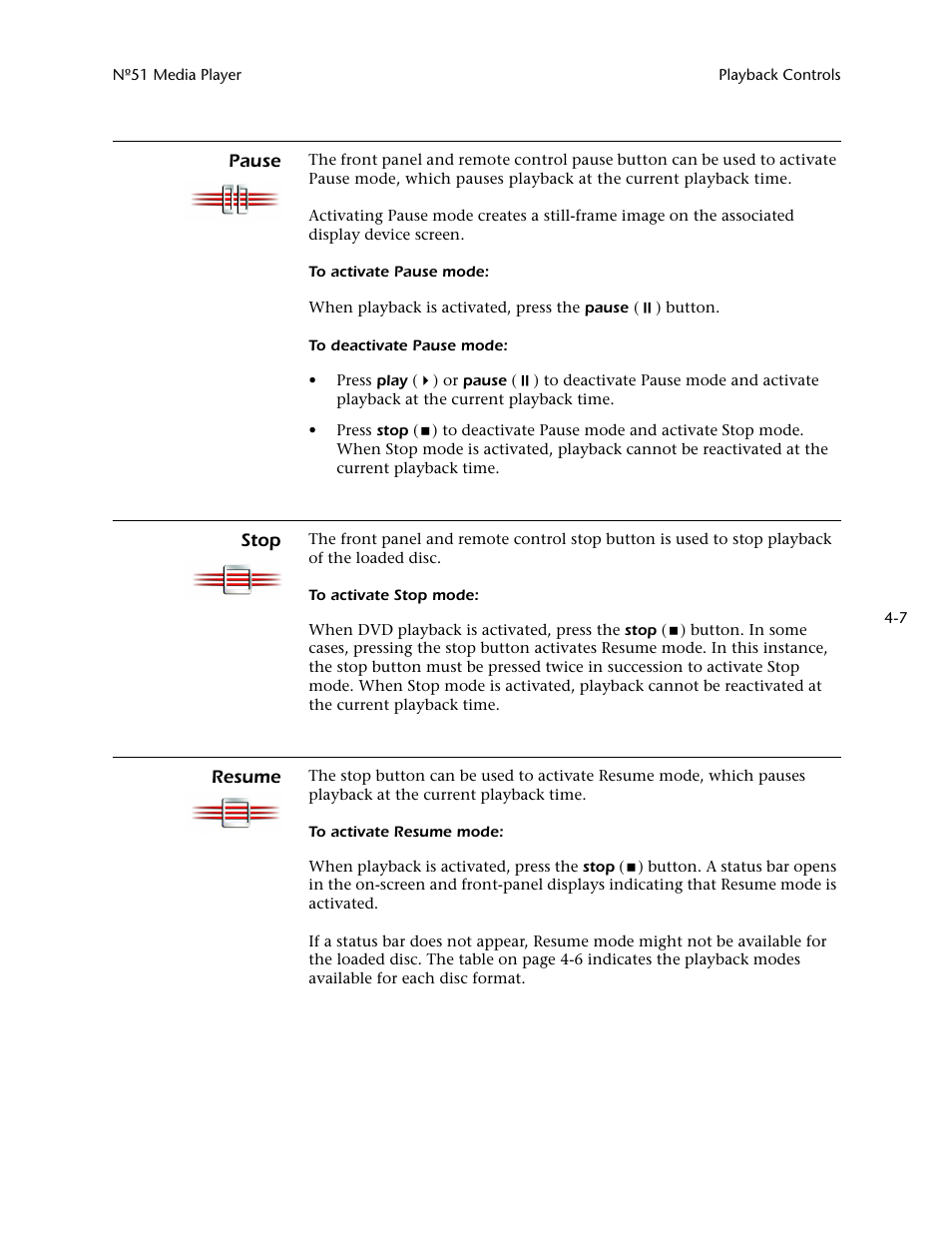 Pause -7 stop -7 resume -7 | Mark Levinson N 51 User Manual | Page 77 / 112