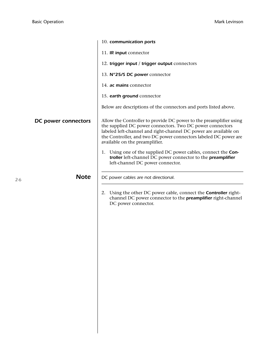 Dc power connectors -6 | Mark Levinson N32 User Manual | Page 24 / 80